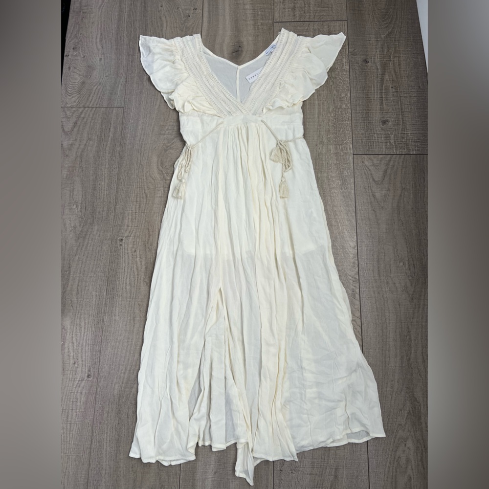 NWT Baltic Born Jennifer Deep V Neck Maxi Dress With Ruffle Sleeves Size Medium - Picture 5 of 14